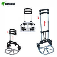 Chariot de bagages à main en aluminium silencieux, personnalisable OEM, avec roues en caoutchouc et fonction pliable pour monter les escaliers