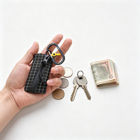 Mini porte-clés en nylon avec mousqueton, pochette zippée pour clés et pièces de monnaie