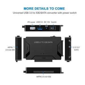 Adaptador <span class=keywords><strong>USB</strong></span> 3,0 Universal <span class=keywords><strong>SATA</strong></span>/IDE, nueva condición, compatible con salida de 6TB CC, 2,5/3,5 pulgadas, IDE <span class=keywords><strong>SATA</strong></span>, HDD externo/SSD, protección OTP - Product Image 5