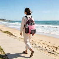 Sac à dos personnalisé avec logo, sac à cordon en nylon, sac de sport en filet, sac multifonctionnel à fermeture éclair, sac de plage et de natation en filet à cordon