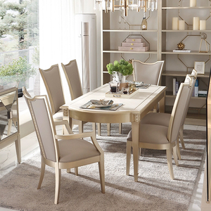 High End 4-6 posti <span class=keywords><strong>tavolo</strong></span> da pranzo in rovere di lusso in <span class=keywords><strong>legno</strong></span> moderno casa cucina <span class=keywords><strong>bianco</strong></span> <span class=keywords><strong>tavolo</strong></span> da pranzo De Restaurant - Product Image 1