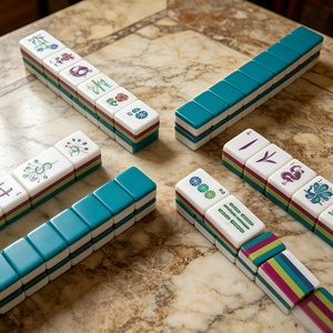 Jeu d'échecs chinois portable de luxe à 4 couches, style américain, 160 pions, design moderne, durable, bleu ciel, pour enfants - Product Image 1