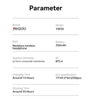 Yesido BT5.4 ENC intra-auriculaire Degin Sport écouteur 350mAh batterie collier casque sans fil YSP30