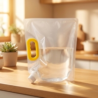 Pochettes transparentes biodégradables avec bec verseur et poignée pour emballage de vin et liquides, 1,5L, 3L, 5L