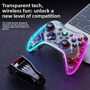 Pour contrôleur de <span class=keywords><strong>jeu</strong></span> sans fil Switch avec design ergonomique Transparent RGB éblouissement Compatible <span class=keywords><strong>PC</strong></span> Android IOS Via pour - Product Image 5