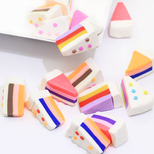 Kawaii 3D arc-<span class=keywords><strong>en</strong></span>-ciel Triangle gâteau polymère argile alimentaire Figurine pour bricolage artisanat faisant Slime bricolage jouets gâteau breloques - Product Image 1