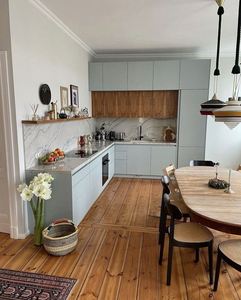 Gabinetes Personalizados de Estilo Pastoral en Tonos Cálidos, Electrodomésticos Integrados, Almacenamiento Completo, Estilo sin Isla, para Gabinetes de Hogar - Product Image 1