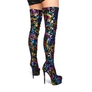 Colorful Skintight High Platform High Thin Heel Women <b>Boots</b> High Heel Thigh High Booties Side Zipper Party Over Knee High <b>Boots</b> - Product Image 3