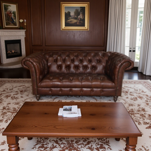 <span class=keywords><strong>Canapé</strong></span> Chesterfield vintage de luxe de haute qualité en cuir véritable pleine fleur <span class=keywords><strong>2</strong></span> <span class=keywords><strong>places</strong></span> pour salon, <span class=keywords><strong>canapé</strong></span> en cuir marron pour la maison, hall d'hôtel - Product Image 3