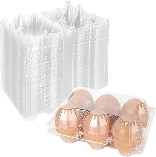 Vente en gros 6 trous boîte à oeufs en plastique transparent prêt à expédier oeufs en plastique collecte plateau d'emballage pour la vente