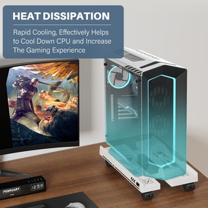 New CPU <strong>Stand</strong> Adjustable Bracket <strong>PC</strong> Holder Cart Mobile Computer <strong>Tower</strong> <strong>Stand</strong> With Rolling Caster Wheels Adjustable Desktop - Product Image 3