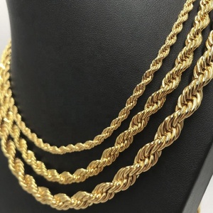 Collier chaîne en corde minimaliste plaqué or 18 carats en acier inoxydable, vente en gros - Product Image 4