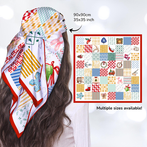 Foulard in Seta 100% Personalizzato, Sciarpa Quadrata in Seta Stampata, Prezzo di Fabbrica, Lussuoso Foulard in Raso per Donne - Product Image 2