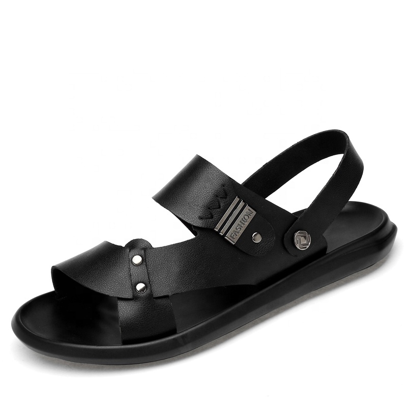 Мужские сандалии из натуральной кожи, коричневые шлепанцы, пляжная обувь, размеры 37-45, лето 2020