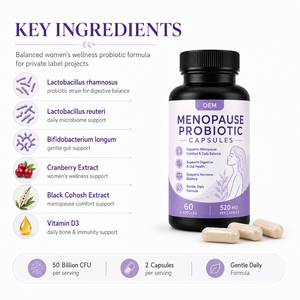 50 Milliarden CFU Wechseljahre-Probiotika OEM Private Label Schwarze Cohosh Cranberry White Label Hormonelles Wohlfühlpräparat für Frauen - Product Image 5