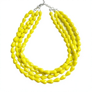 Nouveau collier multicouche en résine perlée, design agate géométrique unique, plaqué or, parure de bijoux pour femme, idéal pour mariage et soirée - Product Image 5