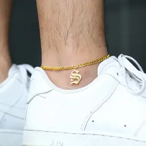 Old English Bracelet On The Leg Letter Anklet 2023 Stainless Steel Gold Foot Chain Ankle Bracelet Bobby Socks Bracelet For Ankle