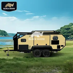 Otr reboque de viagem com camper liso, kit de reboque automotivo com painel solar 4x4