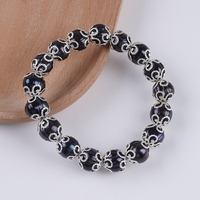Bracelet réglable en perles d'eau douce en cuivre plaqué argent