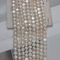 Chaîne de perles baroques d'eau douce naturelles de qualité supérieure, 8-9 mm, polies des deux côtés, haute brillance, bijoux de luxe en gros