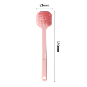 Silicone <b>Bath</b> <b>Brush</b> Square Shape Long Handle Soft Bristles <b>Back</b> Scrubber Body <b>Brush</b> - Product Image 5