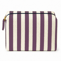 Sacs cosmétiques en jacquard durables, légers et portables avec fermeture à glissière, motif rayé, décontractés, pratiques pour les voyages