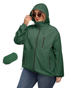 Imperméable à capuche pour femmes de <span class=keywords><strong>grande</strong></span> <span class=keywords><strong>taille</strong></span> à la mode en gros-<span class=keywords><strong>Veste</strong></span> de <span class=keywords><strong>randonnée</strong></span> extérieure pliable et légère, personnalisée en vrac - Product Image 2