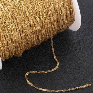 ステンレス鋼女性用メーター,中国ファインジュエリーPvdゴールドウォーターウェーブシンガポールネックレスメーター水波チェーンロール - Product Image 3