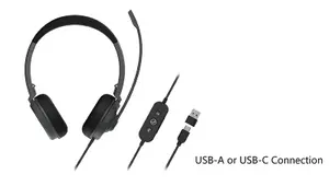 Hitrolink Headset berkabel, headphone Stereo Laptop PC dengan mikrofon peredam bising kontrol In-Line USB