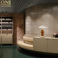 ONI Shopfitting Beauty Parfumerie Design d'intérieur Armoires murales pour la parfumerie Comptoir métallique avec placage de verre
