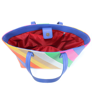Bolso de Mano y Hombro Personalizado de Gran Capacidad, en Cuero Sintético PU, con Rayas Coloridas y Duradero - Product Image 6