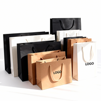 Sacs en papier kraft blancs personnalisés de luxe avec poignées, imprimés avec votre logo, pour vêtements, chaussures, sous-vêtements, cadeaux et artisanat