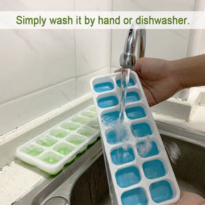 RAYBIN कस्टम BPA मुक्त प्रमाणित आसान रिलीज रचनात्मक क्रिसमस मोल्ड हटाने योग्य ढक्कन के साथ गेंद 14 छेद सिलिकॉन बर्फ घन ट्रे - Product Image 5