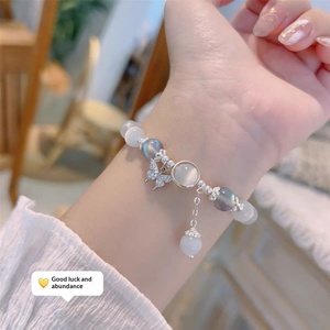 Ensemble <span class=keywords><strong>de</strong></span> bracelets avec pendentif anneau rond, serti <span class=keywords><strong>de</strong></span> pierres <span class=keywords><strong>de</strong></span> <span class=keywords><strong>lune</strong></span> bleues œil-<span class=keywords><strong>de</strong></span>-chat, idéal comme cadeau pour vos amies ou étudiantes - Product Image 3