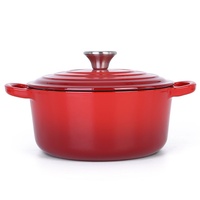 Marmite à soupe en fonte émaillée antiadhésive, compatible lave-vaisselle, avec couvercle en verre, compatible cuisinière à gaz, design contemporain, en aluminium