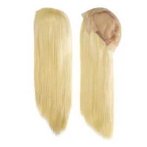 Antislip Zachte Siliconen Basissap Medische Pruik 18 Inch Lang Blond 100 Chinese Remy Menselijk Haar Medische Kwaliteit Toupet Pruik