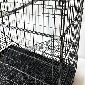Toptan hayvan kafesleri demir malzeme kedi gelincik hareketli kafesi siyah gri - Product Image 4