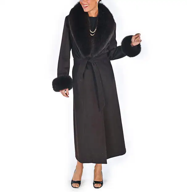 2022 China Professional Manufacture Trending Womens Long Wool Trench Coats Coat Women Cashmere With Big Fur Neck