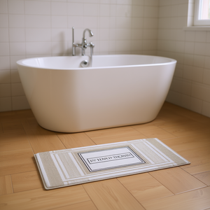 Tappetino da Bagno Reversibile in Cotone a Doppio Lato, Rettangolare a Righe, Minimalista Moderno con Base in Gomma per Uso Bagno - Product Image 2