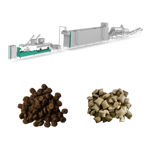 Ligne de production automatique continue de nourriture pour animaux de compagnie en acier inoxydable, ligne d'extrusion de croquettes pour chiens à double couleur, moteur PLC - Product Image 1