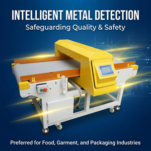 Sistema di Rilevamento con Nastro Trasportatore per Industria Alimentare, Rilevatore di Metallo con Schermo Touch per Imballaggi in Alluminio, Indumenti e Prodotti - Product Image 1