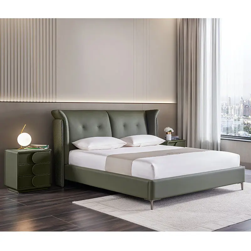Estilo italiano Nuevo diseño Último Hotel Hogar Dormitorio Muebles Moderno King Size Doble tapizado Cama de lujo