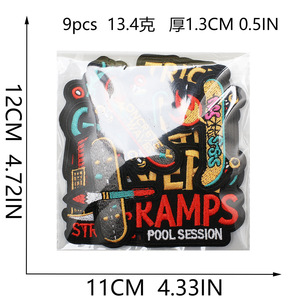 Patchs brodés personnalisés Streetwear Flamme Skateboard Style Hip Hop à thermocoller pour vêtements – Vente en gros - Product Image 3