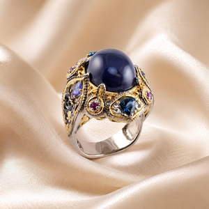 Anello Vintage con Corona e Gemma Blu per Donne - Product Image 6