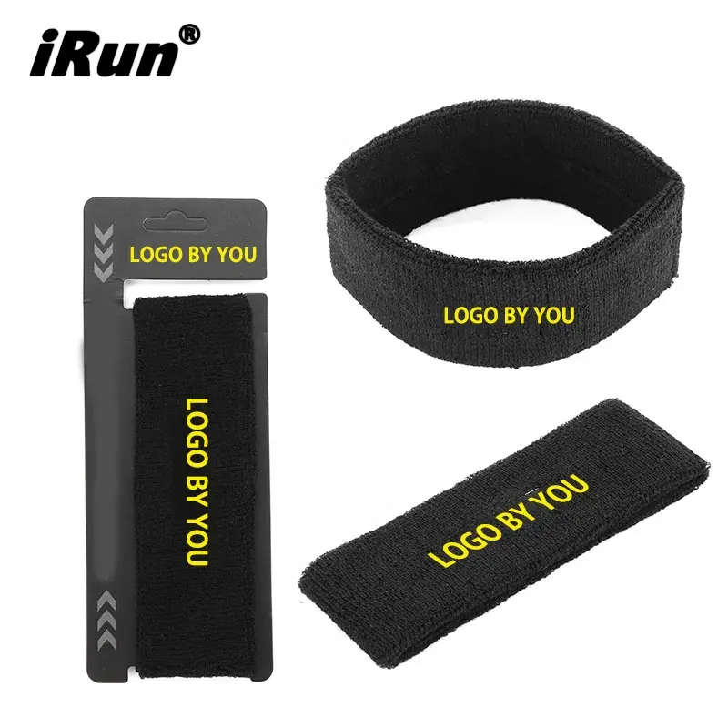 IRun – bandeau de Sport en coton brodé personnalisé, bandeau de course unisexe, Yoga, Sport, éponge, athlétique, basket-ball