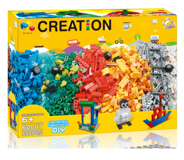 Classic Big Building Bricks 550 Piece Large Toy Blocks Compatible with Most Major Brands, STEM Toy Large DIY Building Bricks Set