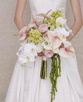 Bouquet de mariée artificiel fait main Anthurium Orchidée Renoncule Hortensia Fleur de main pour mariée Décoration événementielle photographie
