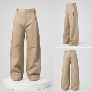 High Quality Custom Streetwear 100% <b>Polyester</b> Breathable Eco-Friendly Baggy Men's Wide Leg Sweatpants Casual Khaki Pants - Product Image 3