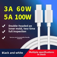 60W 100W PD Cable de datos tipo C de carga rápida 100W 3A 5A USB C Cargador de teléfono móvil Escáner Banco de energía Cable de carga USB para coche