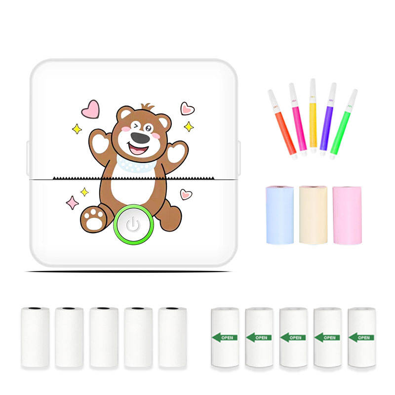 เครื่องพิมพ์สีขาว X6+สติ๊กเกอร์ 5 ชิ้น+กระดาษ+กระดาษสี 3 ชิ้น+ปากกาสี 5 ชิ้น